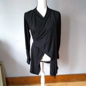 Icebreaker merino wool black wrap cardigan, M